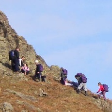 A simple scramble up Long Crag can add adventure to the start of the day.
