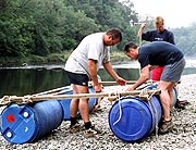 Raft Building in Coniston Lake District